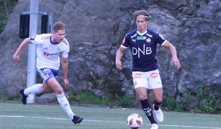 David Campher (t.h.), her for Strømsgodset 2 mot Lysekloster i fjor. (Foto: Kjetil Osablod Grønvigh)