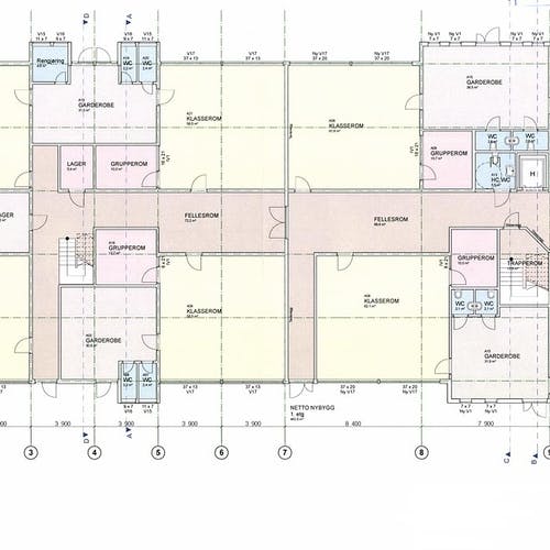 Fire nye klasserom med tilhøyrande grupperom, garderobar og fellesareal (ill: ABO Plan og Arkitektur)