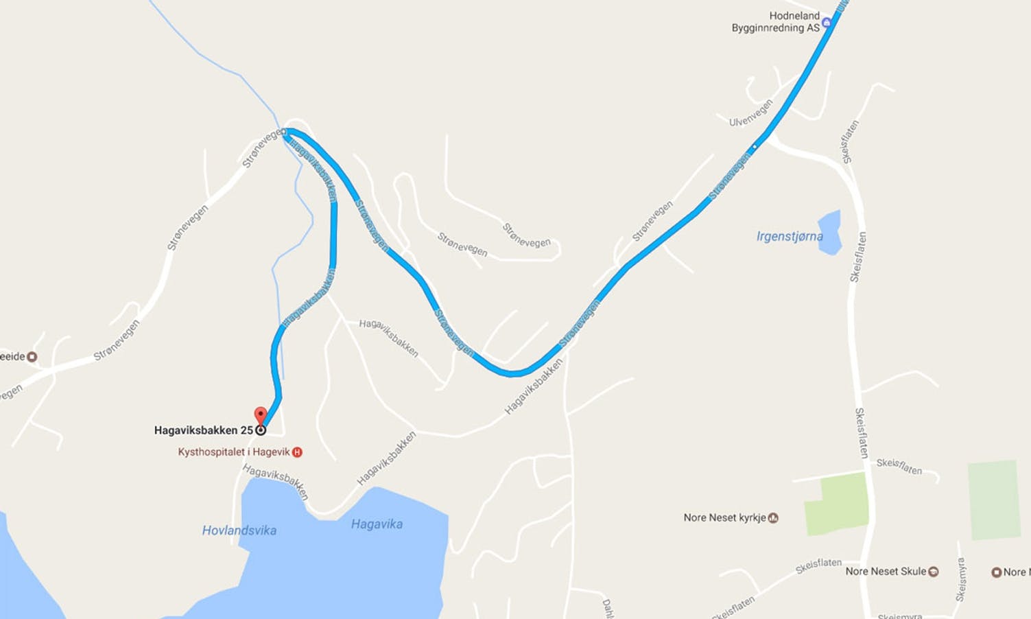 For ordens skyld - her er rett rute til Kysthospitalet. (Google Maps)