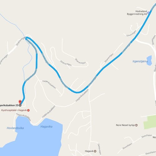 For ordens skyld - her er rett rute til Kysthospitalet. (Google Maps)