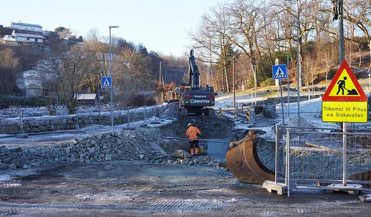Giskavollen 10. januar, rett etter at arbeidet hadde starta. (Foto: Kjetil Vasby Bruarøy)
