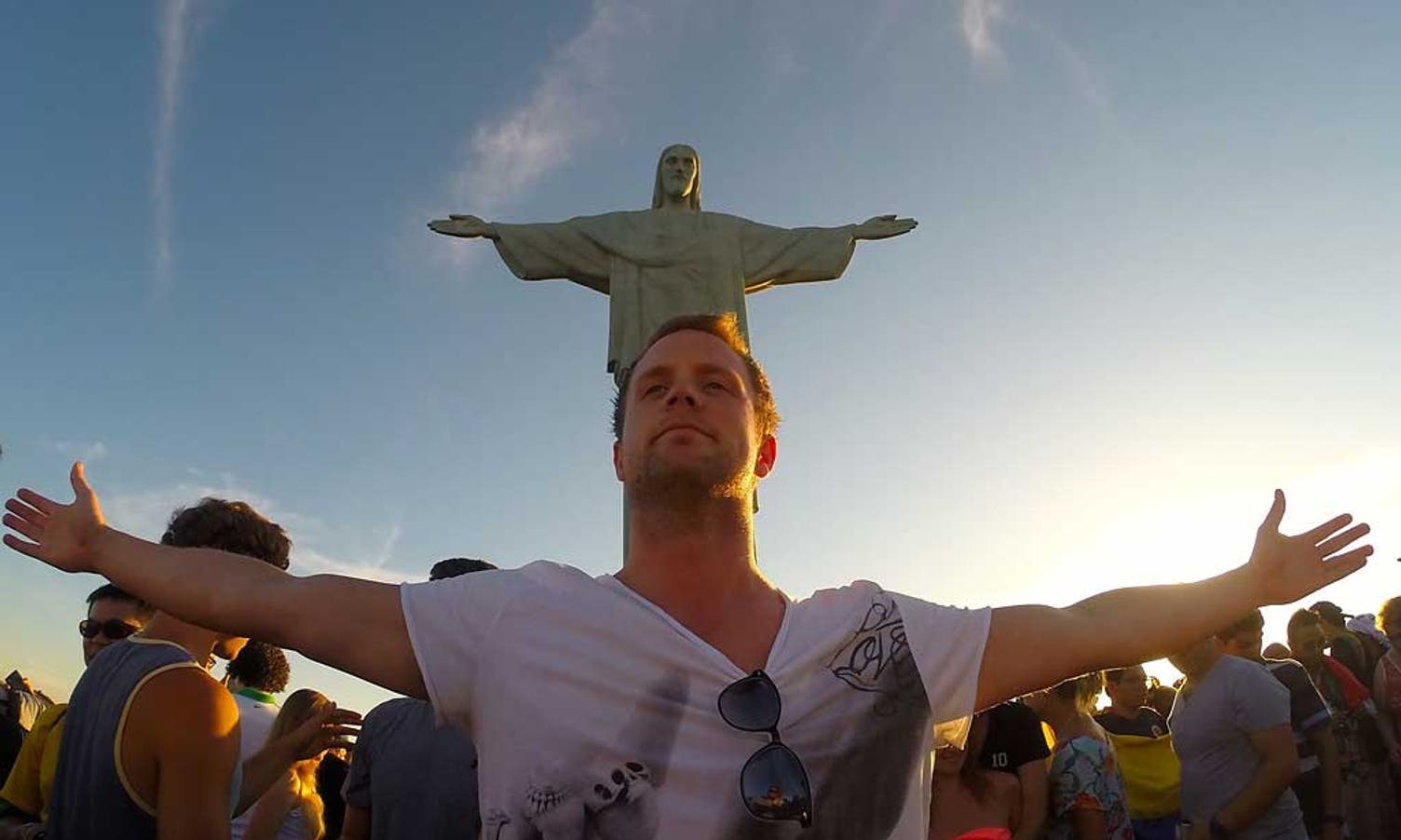 I Rio møtte dei også Jesus Kristus og Tore Kinden. (Privat bilde, foto: Kristoffer Tysseland)