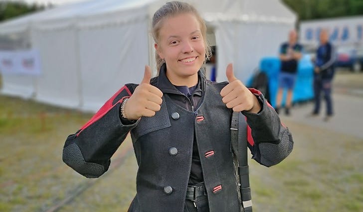 Amalie Evensen, her før LS-finale i sommar, var suveren i lagmeisterskapen. (Foto: Os Skyttarlag)