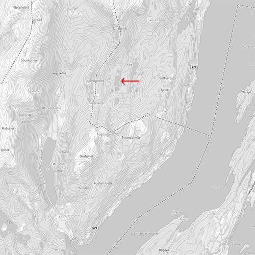 Little Canada - Botnahytta, var nest siste stoppestad før Shetland-Larsen plukka dei opp i Austevoll. (Kart: Os kommune)