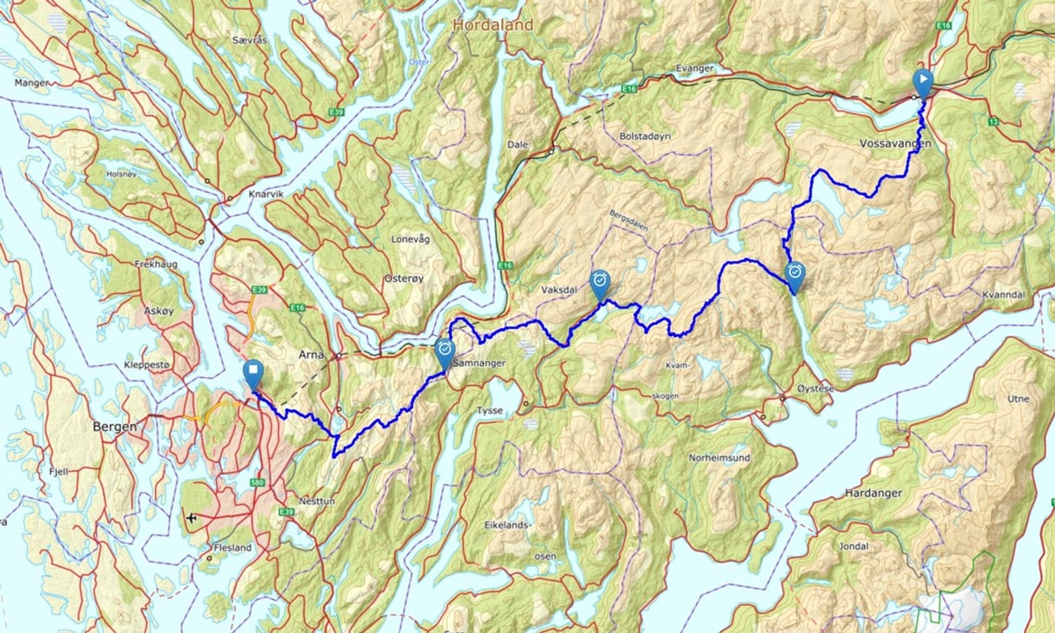 Xreid Voss-Bergen er 132 km og 7300 høgdemeter.