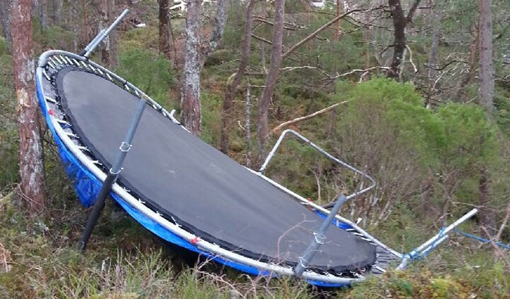 Flygande trampoliner kan utgjera ei stor fare (foto: Gjensidige)