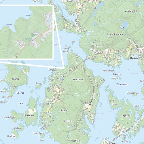 Stokkavika ligg like nedanfor Strøno barneskule (kart: os kommune)