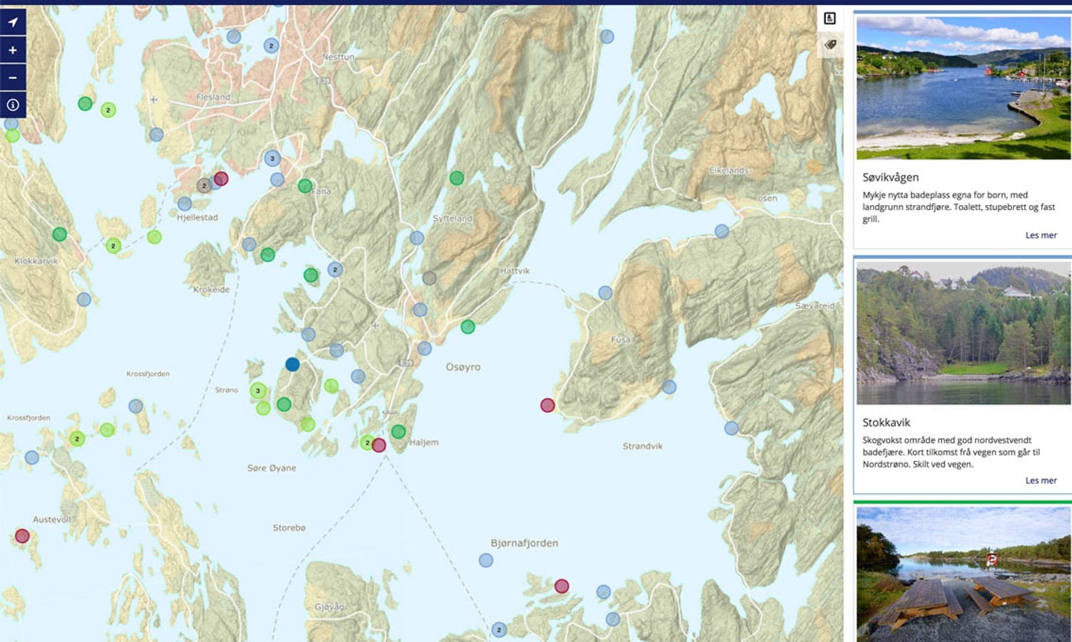 Ervikane er eit av over 20 område i Bjørnafjorden kommune, som BOF driftar. (Kart: bof.no)