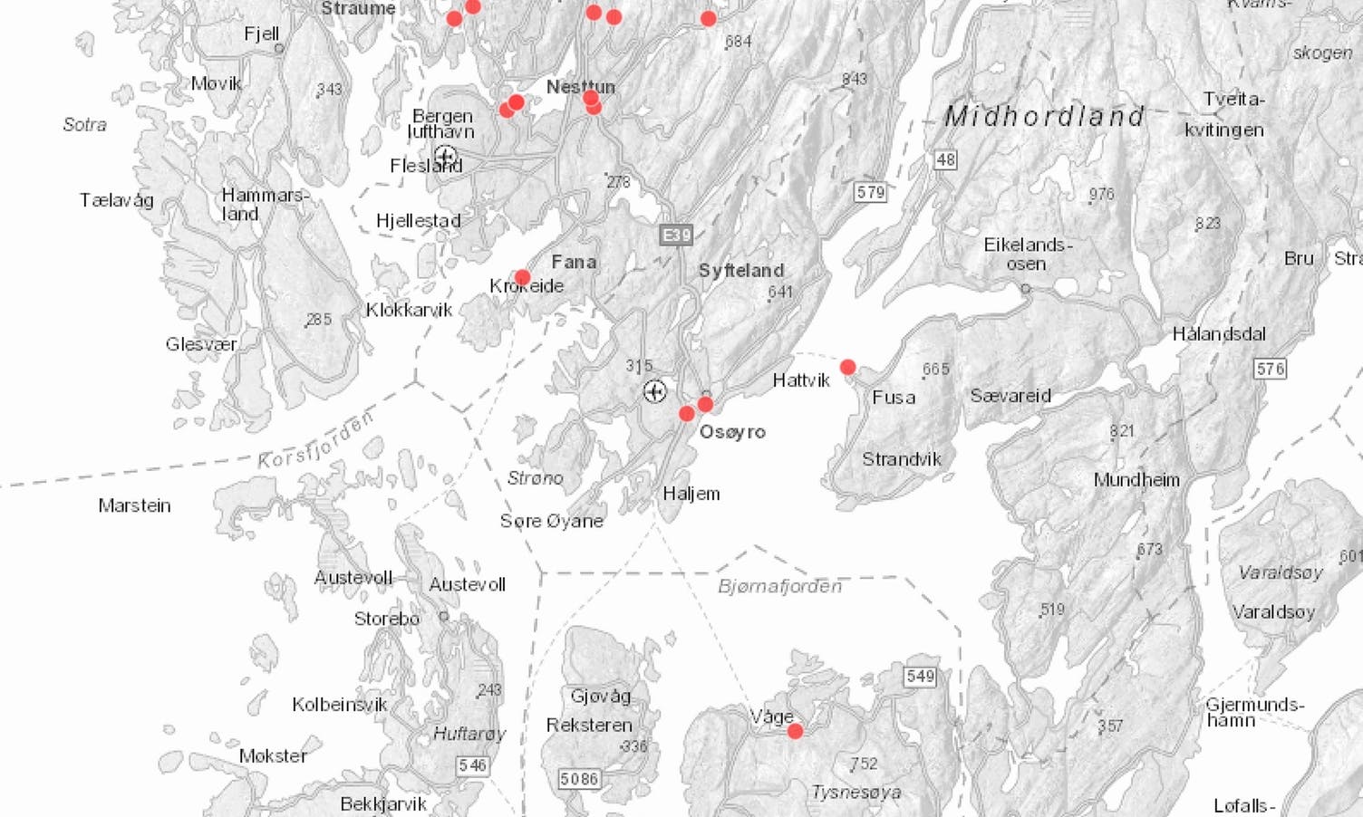 Tre vegstykke i Bjørnafjorden får ny asfalt i år