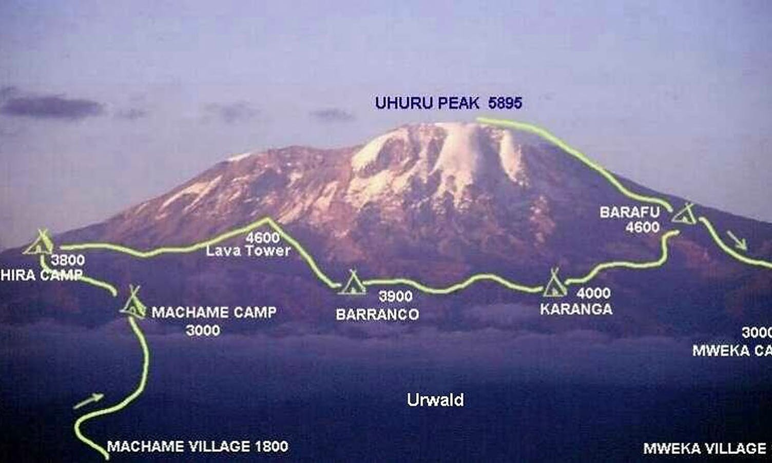 Beate og dei andre følgte Machame-ruta opp Kilimanjaro.