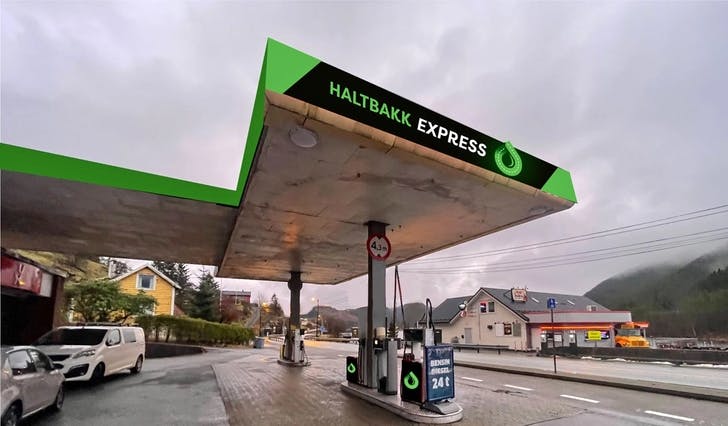Haltbakk Express hart byrja å teikna korleis stasjonen skal sjå ut. (Foto/ill: Haltbakk Express AS)