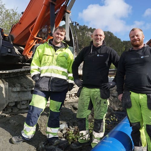 Jona Olaussen, Geir Fjære og Ulf M. Knudsen frå Telemark Seaworks. (Foto: KVB)