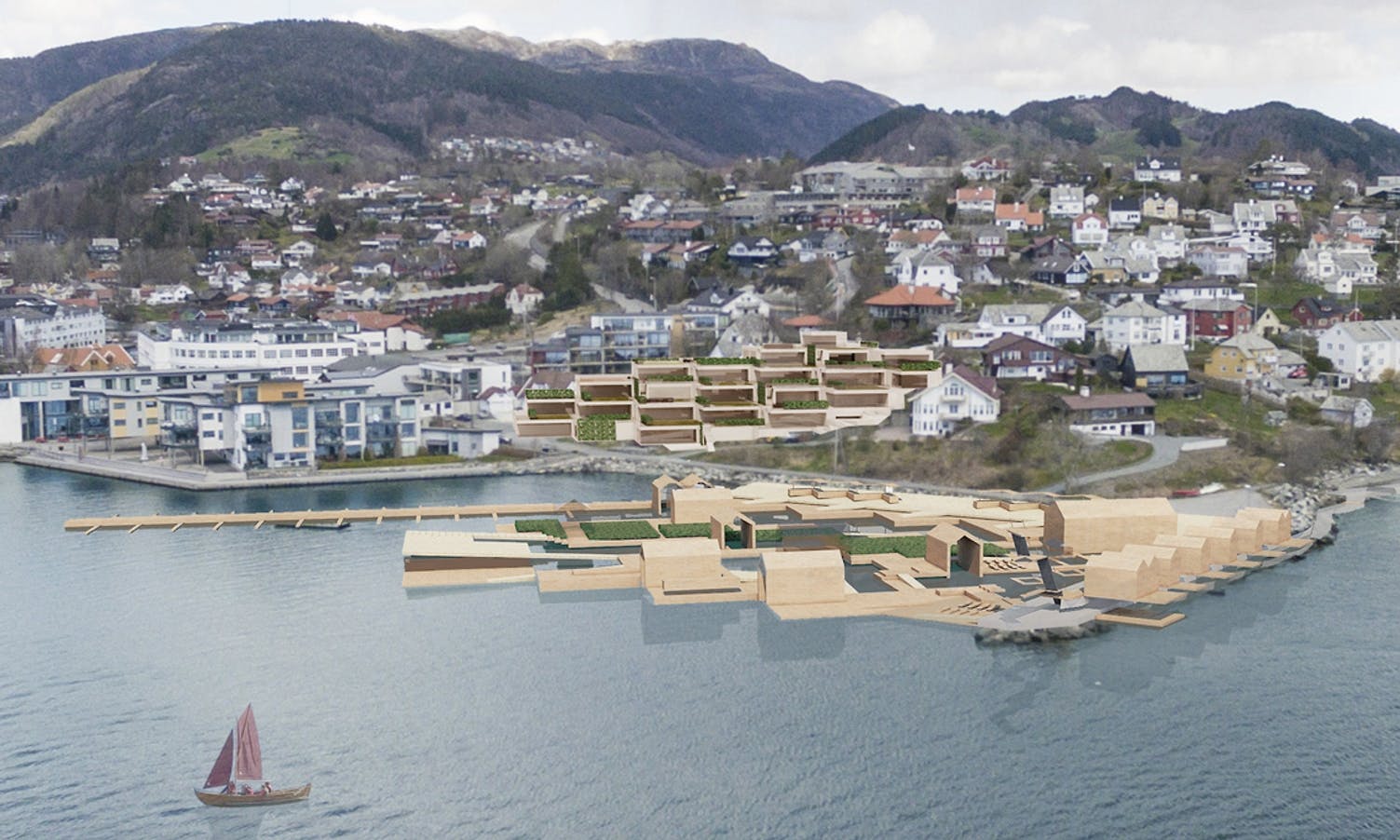 Fjordparken med ei stor aktivitetsbrygge (ill: April Arkitekter)