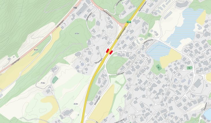 Kulverten i Nilsavegen blir stengd frå klokka 9 fredag. (Kartios.com)