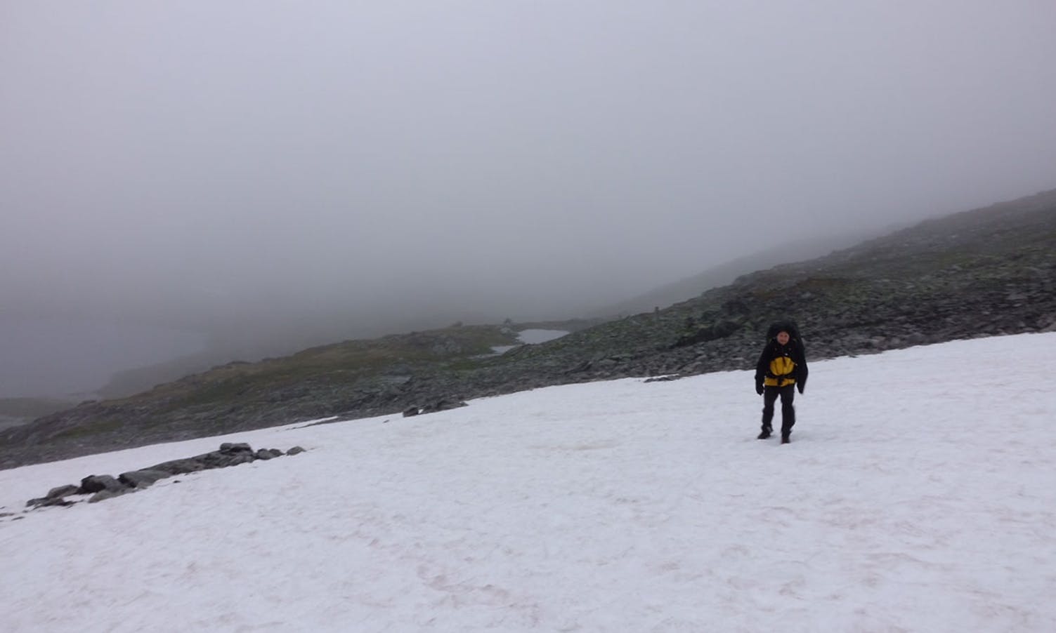Gjensyn med snø og tåke over Filefjell