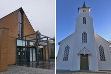 Nore Neset kyrkje og Os kyrkje. (Arkivfoto: Kjetil Vasby Bruarøy)