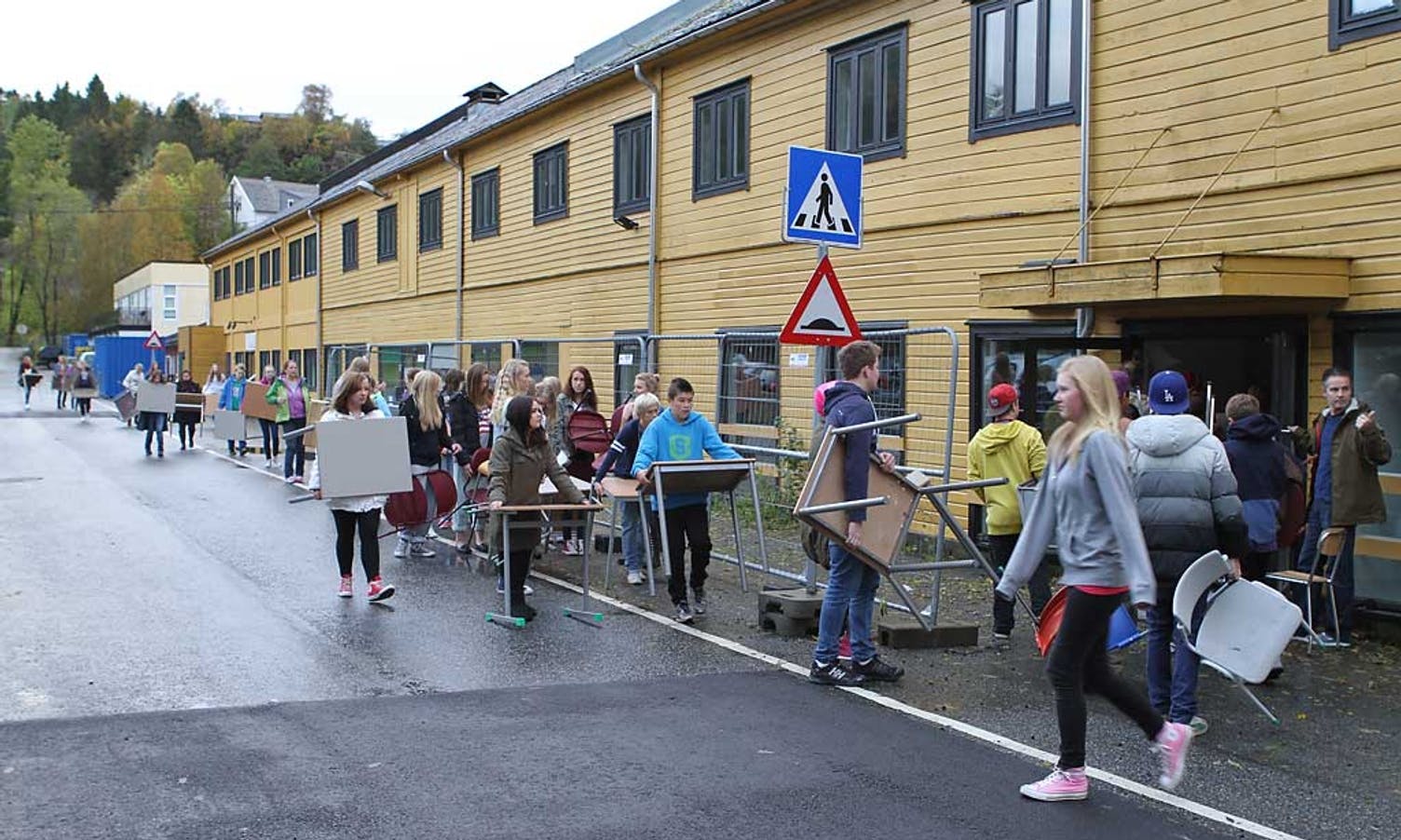 Elevane får klasserom i to etasjar i Landboden. (Foto: KVB)