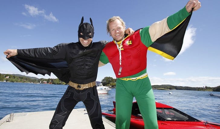Jon-Terje Lepsøy og Kjetil Bjørnberg som Batman og Robin under Poker Run i 2010. (Foto: Kjetil Vasby Bruarøy)