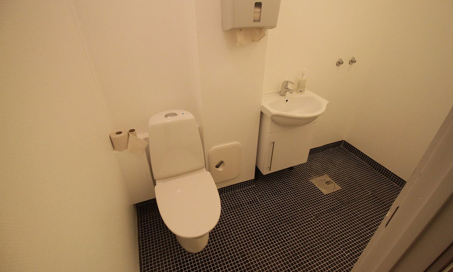 Toalett og dusj er slått saman til ein liten garderobe. (foto: KVB)