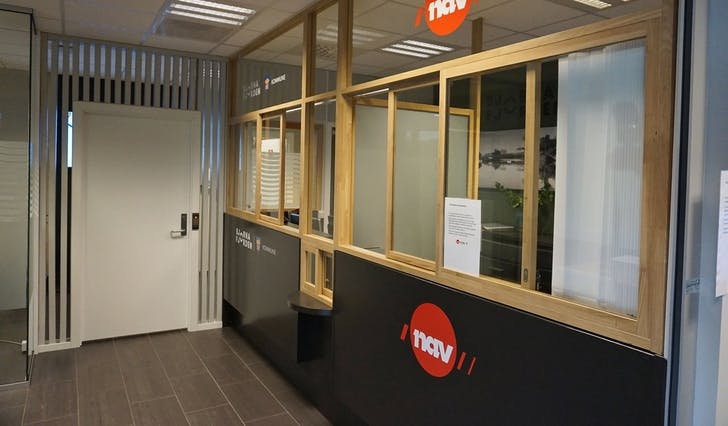 Nav sitt midlertidige kontor i Bjørnafjorden rådhus. (Foto: Kjetil Vasby Bruarøy)