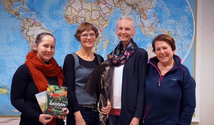 Styret i Naturvernforbundet Bjørnafjorden. Frå venstre: Tilda Zsemberovszky, Silke Becker, Ida Kaland og Astrid Dale. (Foto: Marie Kroka)