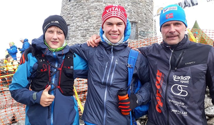 Dei tre raskaste frå Os og Opptur var Erik Vaktskjold (midten), Kjetil Styrvoll (t.h.) og Andreas Skulstad Størkson. (Privat foto)