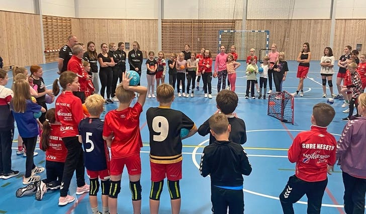 Søre Neset brukte innleigde trenarar frå storebror Os Handball til samlinga fredag. (Foto: Privat)
