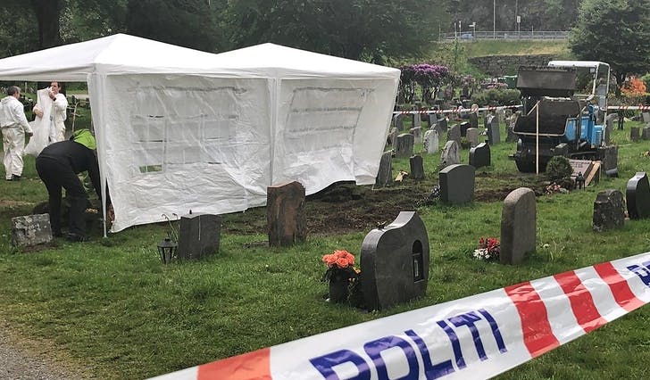 Våren 2019 var det søk og opning av 13 graver på Øvsttun i søk etter levningar etter Trine Frantzen. (Foto: Kjetil Vasby Bruarøy)