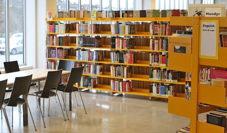 Bjørnafjorden bibliotek - hovudbiblioteket. (Arkivfoto: KVB)
