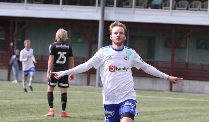 Håkon Botn Brautaset skåra 2-0 og var servitør på 3-0. (Foto: Kjetil Vasby Bruarøy)