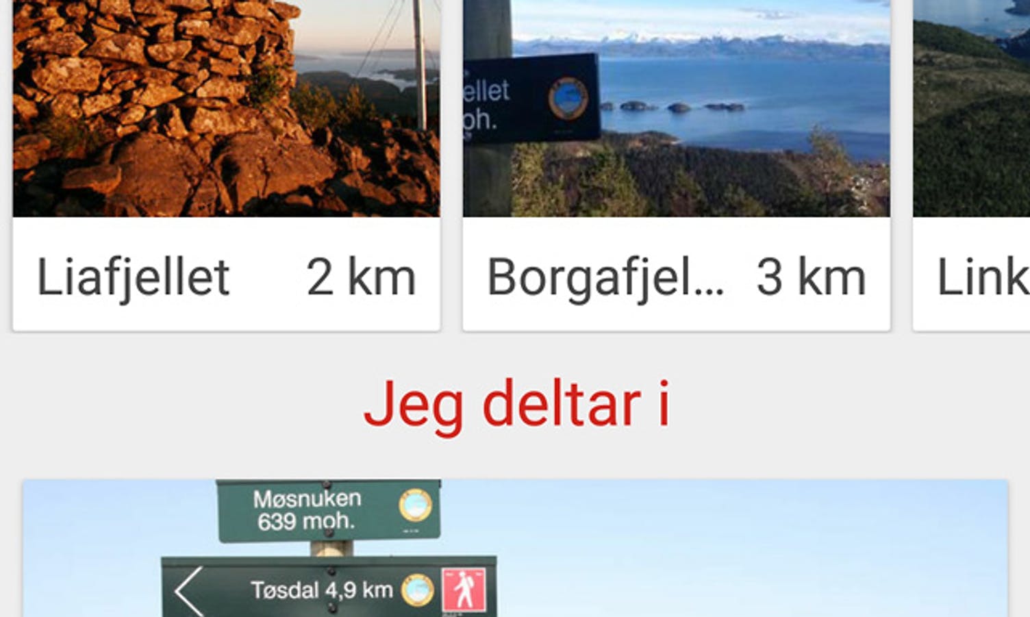 I appen er 12 av fjella i Os lagt inn (skjermskot frå DNT sjekkUT)