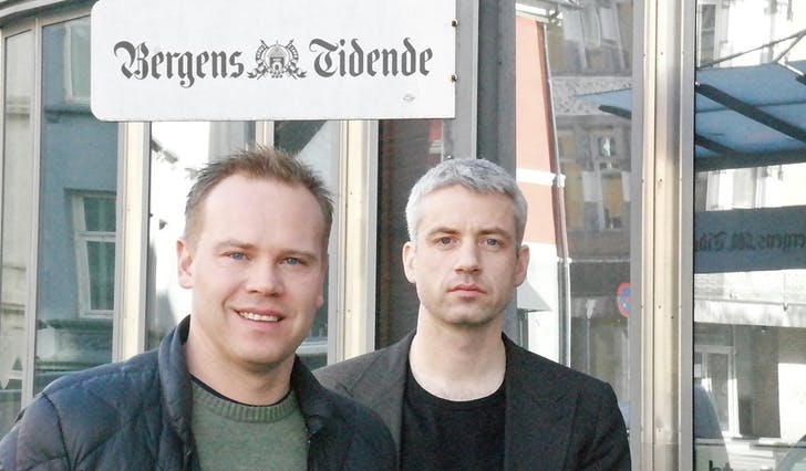 Kjetil Vasby Bruarøy og Sturle Rasmussen etter siste forhandlingsmøte hos BT torsdag i førre veke. (Foto: Camilla Aadland, Sysla.no)